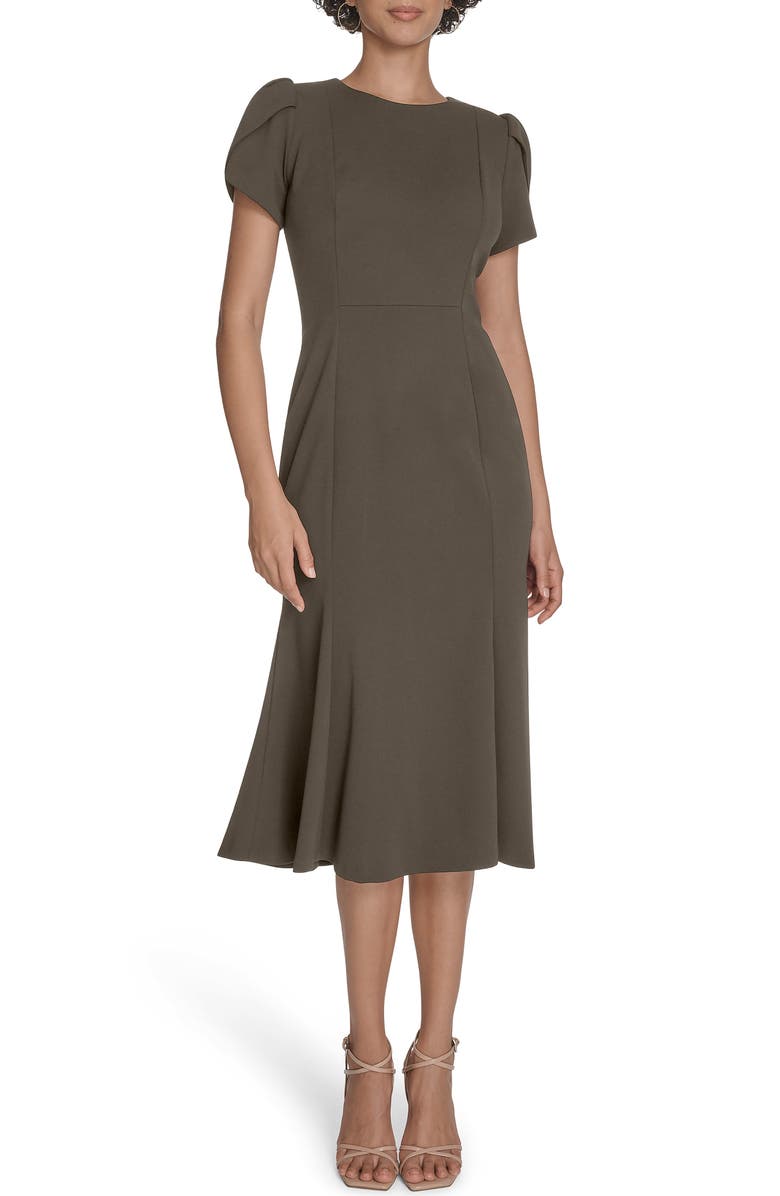 Calvin Klein Tulip Sleeve Midi Dress, Main, color, Caper