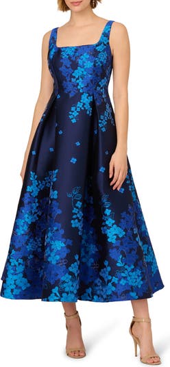Adrianna Papell Border Sleeveless Jacquard Fit & Flare Midi