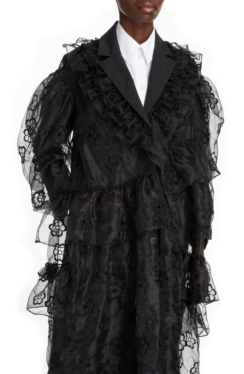 Simone Rocha Daisy Ruffle Organza Coat, Alternate, color, 