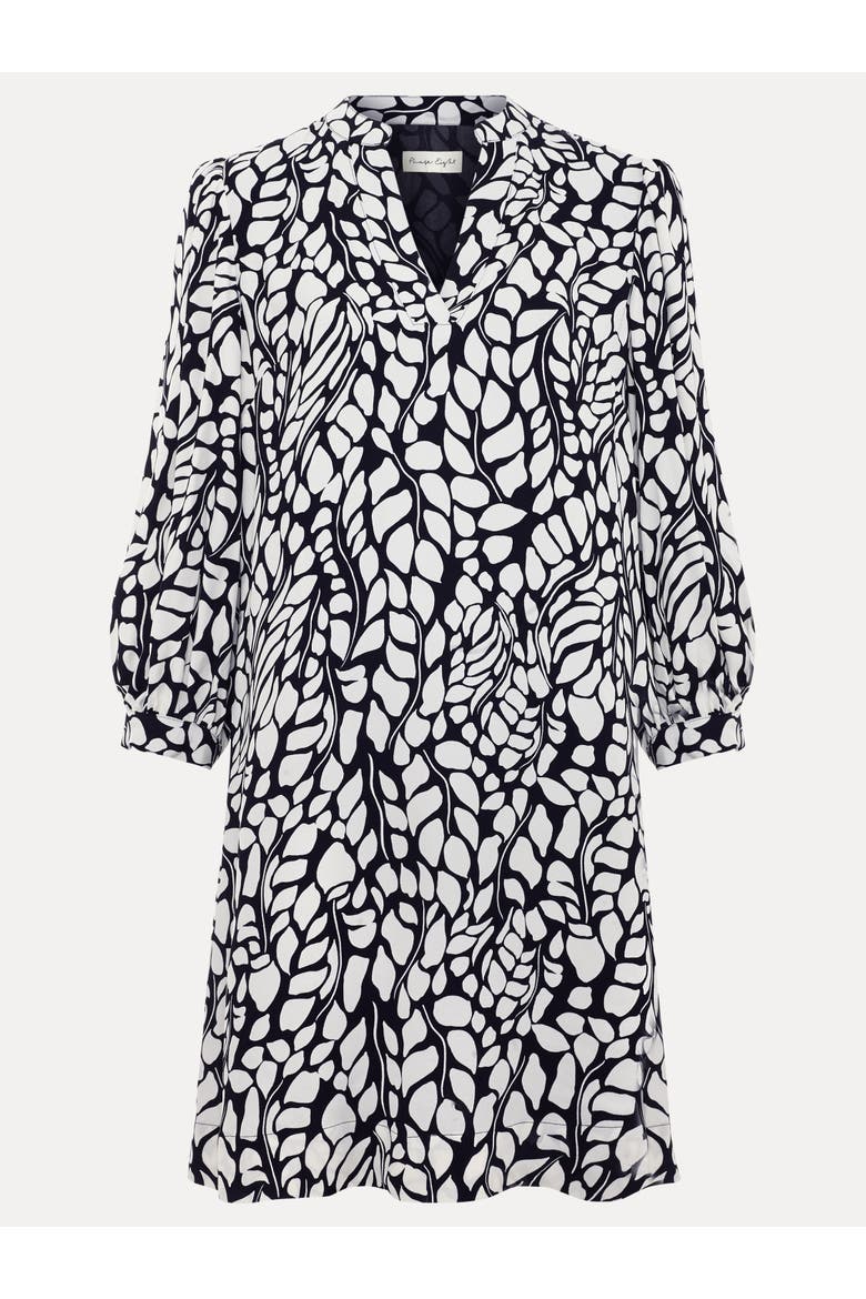 Milicia V-Neck Printed Mini Tunic Dress, Alternate, color, Black/Ivory