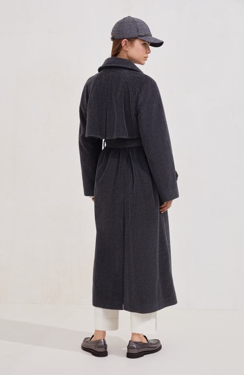 Brunello Cucinelli Corduroy Belted Trench Coat In Gray
