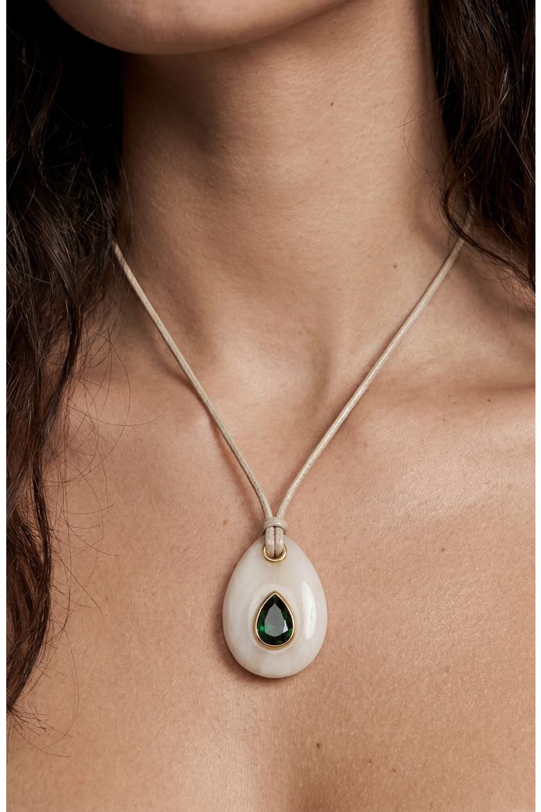 Teardrop Cord Pendant Necklace, Alternate, color, CREAM