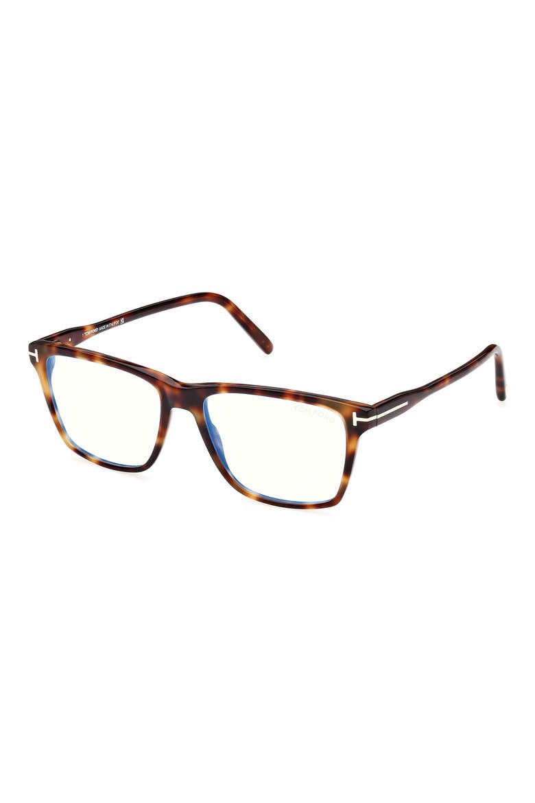 56mm Square Blue Light Blocking Glasses, Alternate, color, BROWN HAVANA