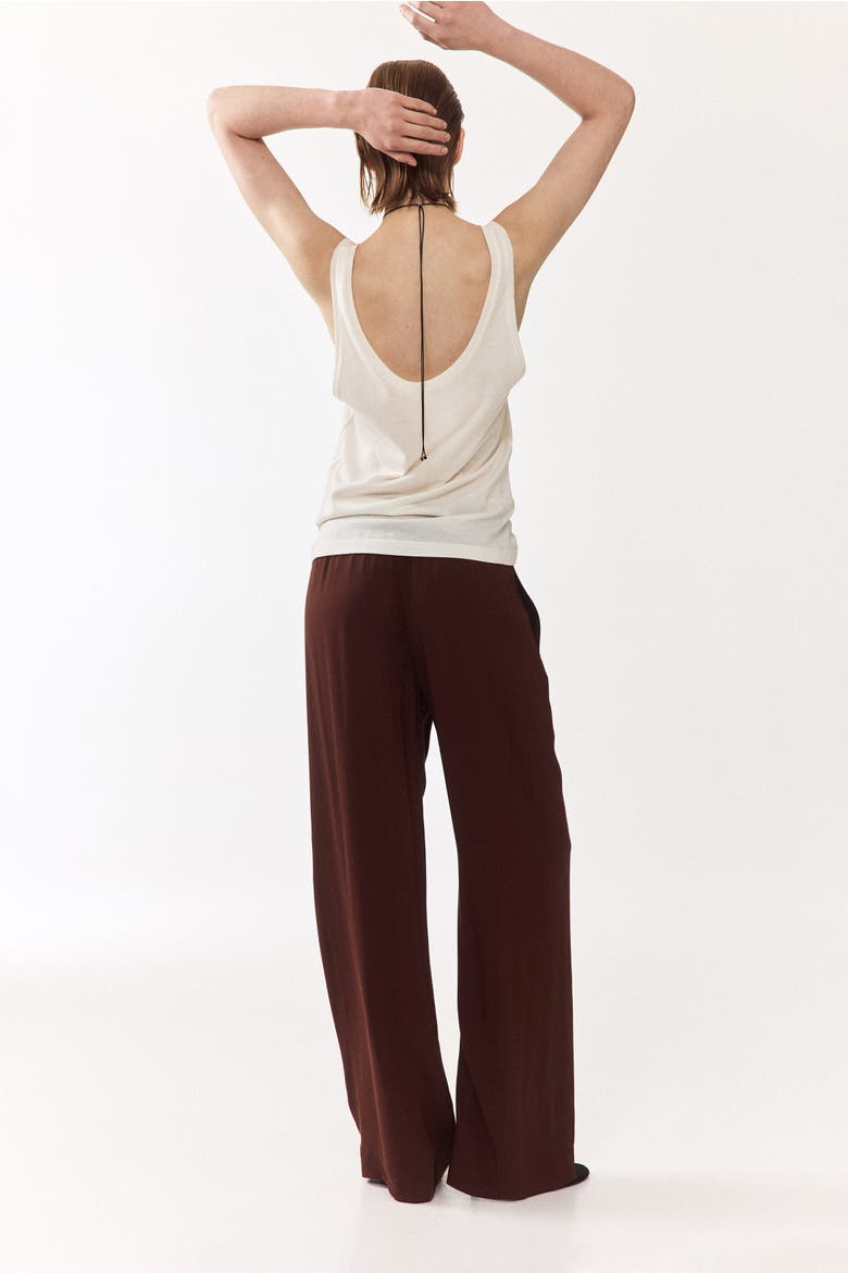 Wide-cut Pull-on Pants, Alternate, color, Brown