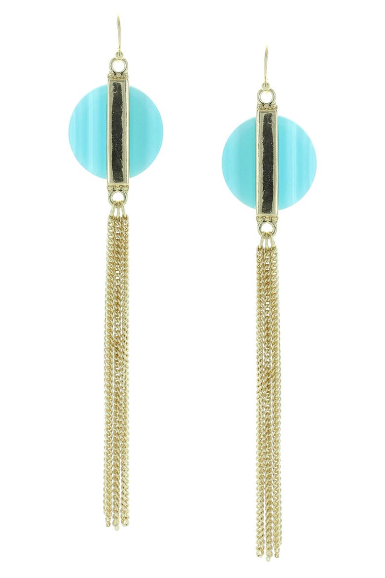 Gold-Plated Tula Tassel Drop Earrings, Main, color, BLUE
