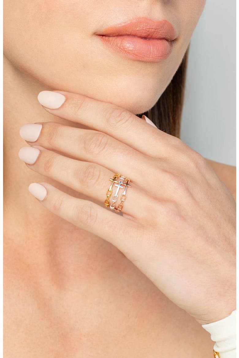 Chain Breaker Cross Ring, Alternate, color, Sterling Silver