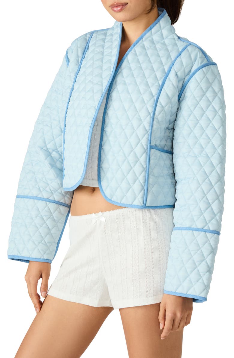 Steve Madden Adalynn Quilted Crop Jacket, Alternate, color, Arctic Blue