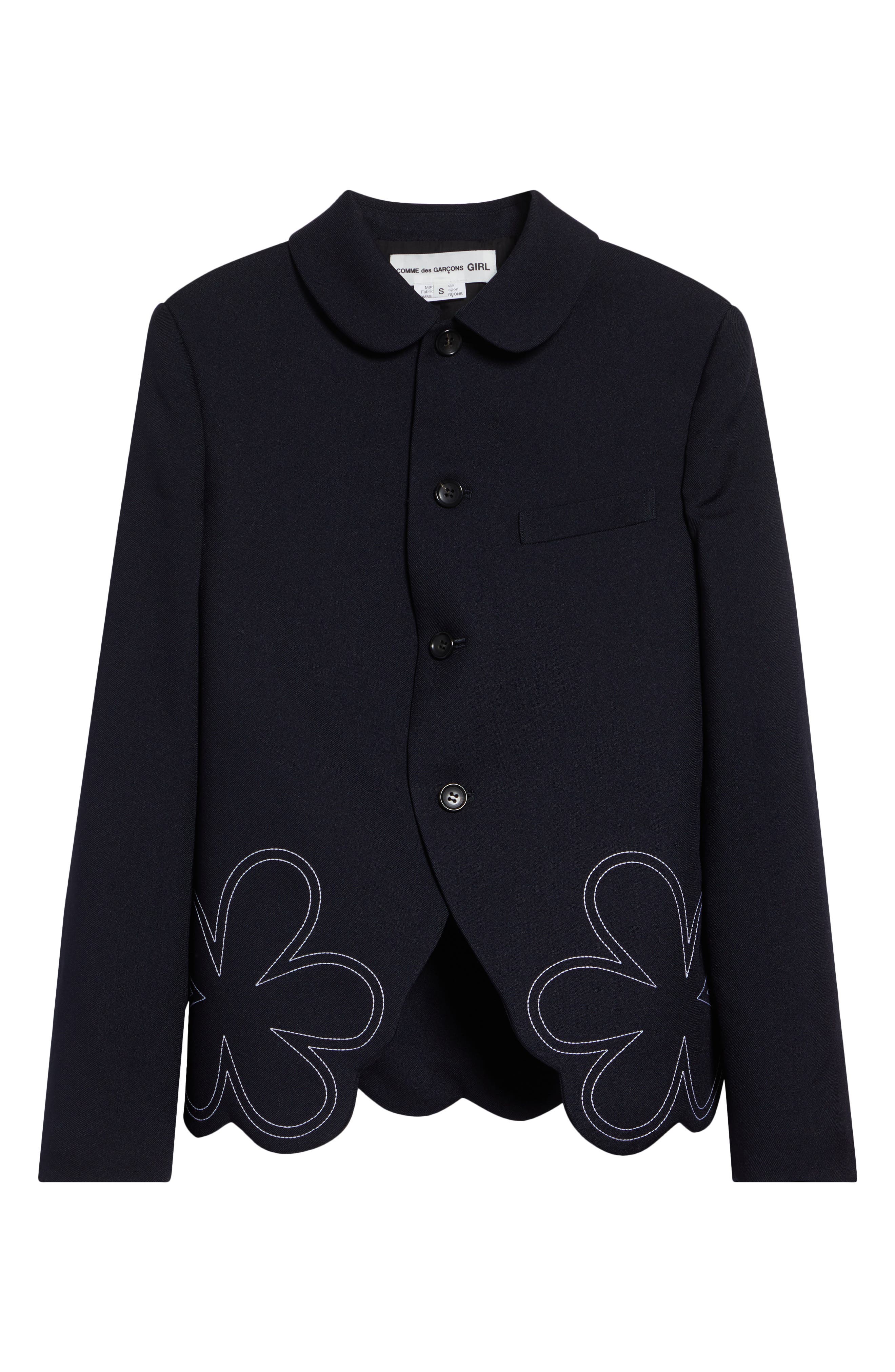 Comme des Garçons Girl Floral Embroidered Gabardine Cutaway Jacket
