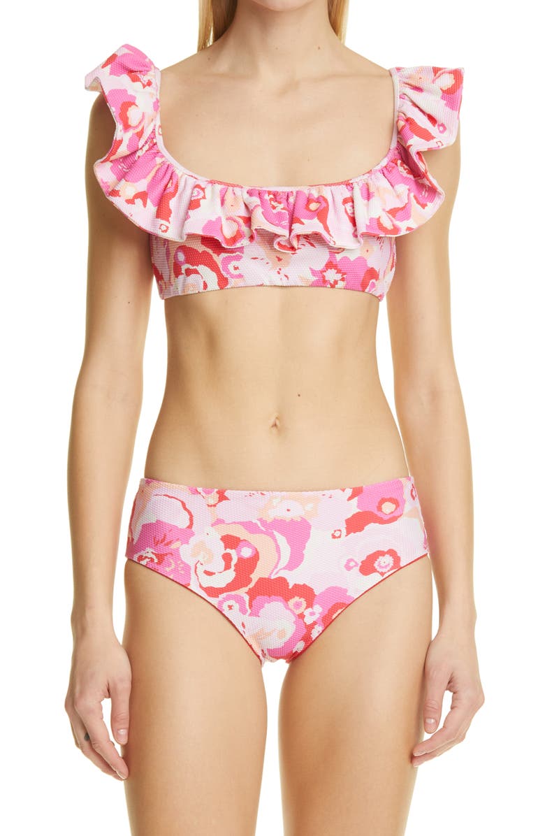 La DoubleJ Print Piqué Swim Bottoms, Alternate, color, Peonia Rosa