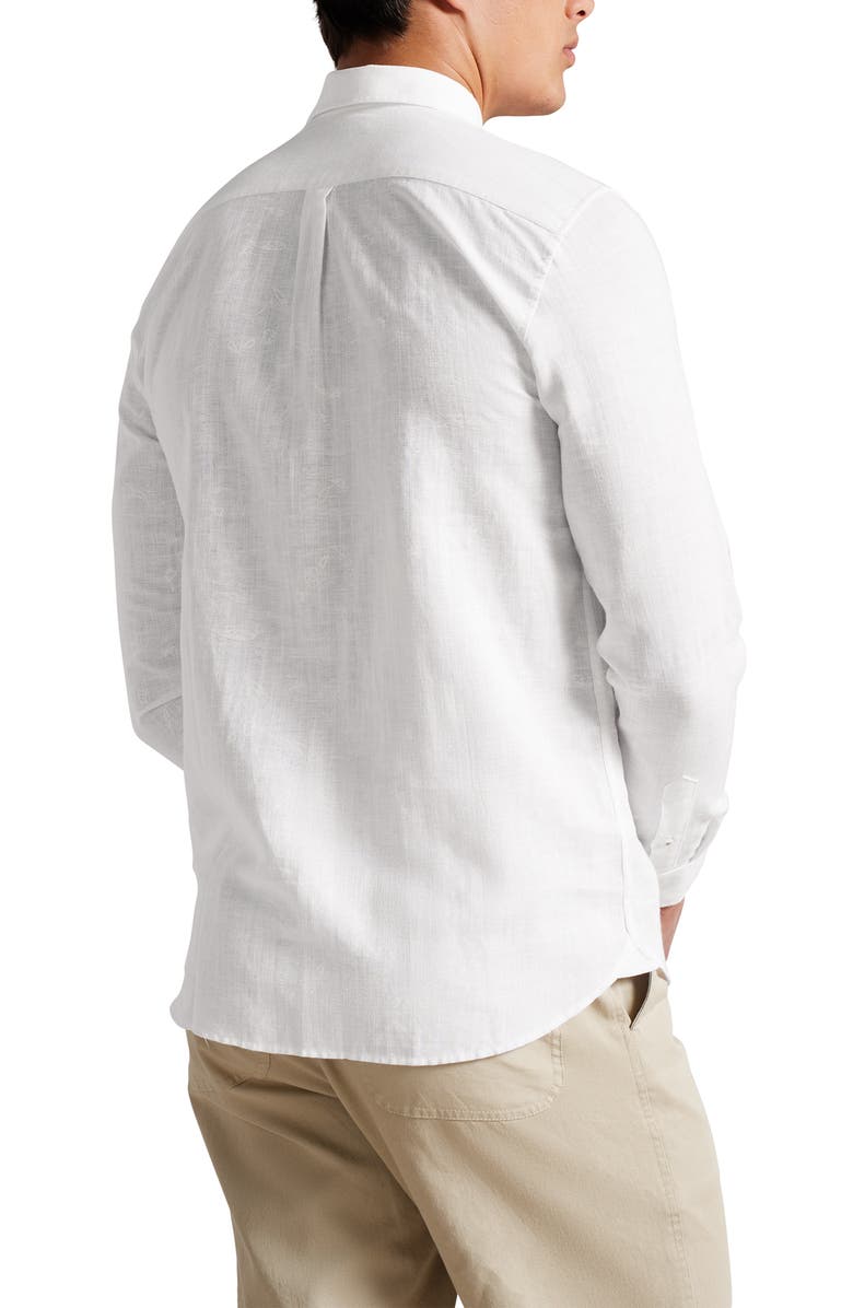 Ted Baker London Mackley Paisley Linen & Cotton Button-Up Shirt, Alternate, color,