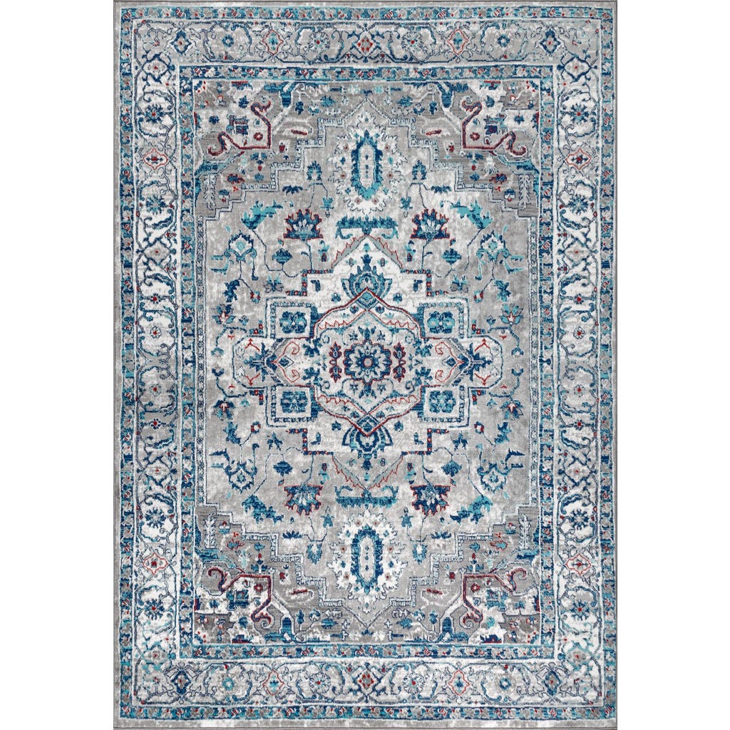 Jonathan Y Modern Persian Vintage Medallion Area Rug In Light Gray/blue