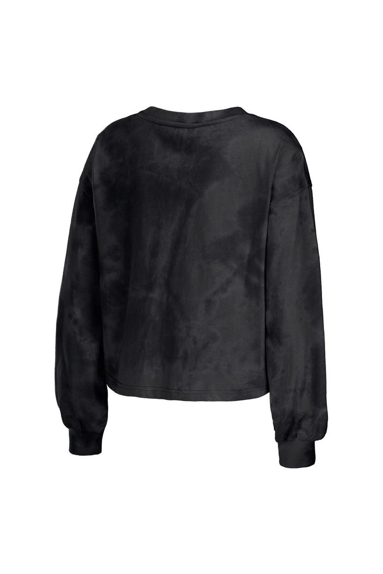 Women's WEAR by Erin Andrews Black Chicago White Sox Tie-Dye Cropped Pullover Sweatshirt & Shorts Lounge Set, Alternate, color, Black