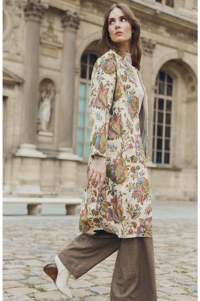 Janean Midi Jacket, Alternate, color, Rainbow Floral Jacquard