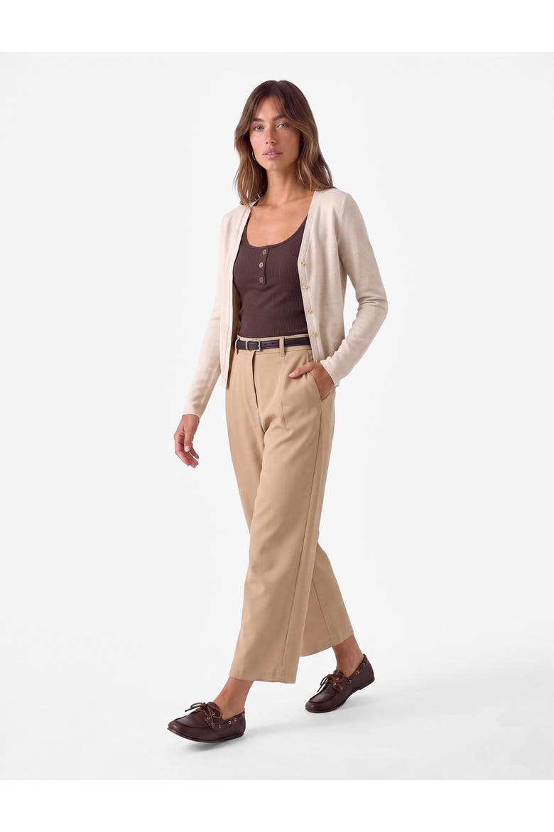 Belted Barrel Fit Pants, Alternate, color, BEIGE