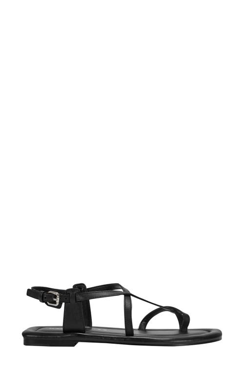 Marc Fisher Ltd Strappy Leather Flat Toe-ring Sandals In Black