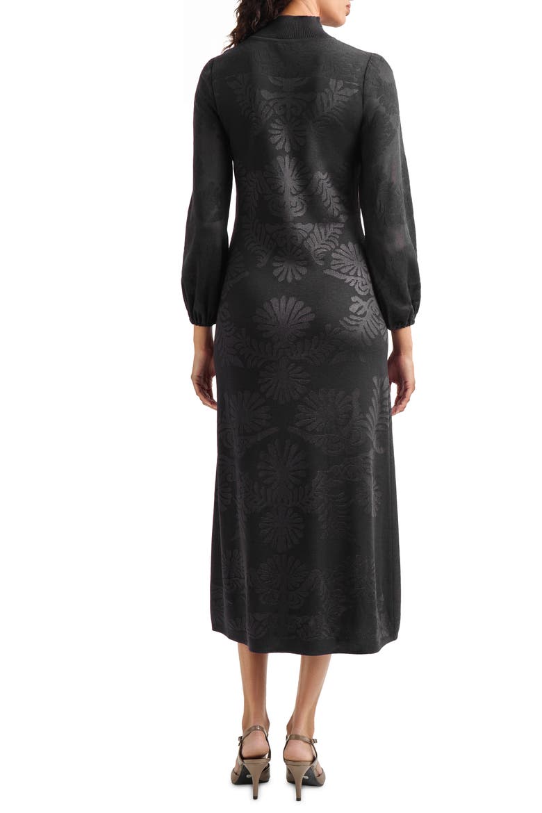Long Sleeve Burnout Dress, Alternate, color, BLACK