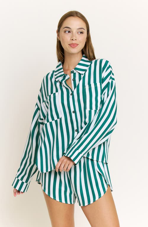 Honeydew Brunch Date Long Sleeve Shorts Pajamas In Green