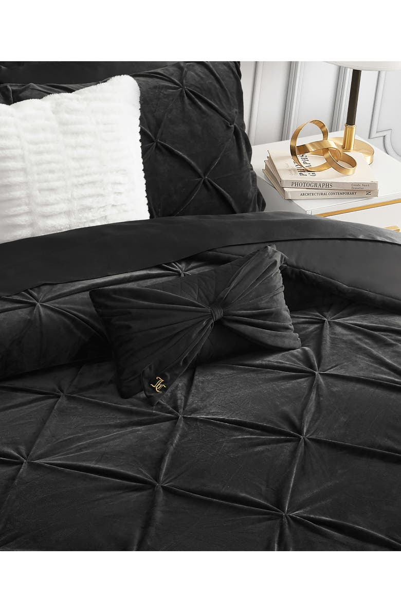 Juicy Couture Velvet Bow Accent Pillow, Alternate, color, Black