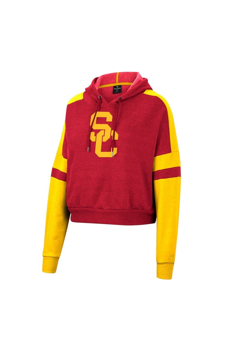 COLOSSEUM Women's Colosseum Cardinal USC Trojans Throwback Stripe Arch Logo Cropped Pullover Hoodie, Alternate, color, 