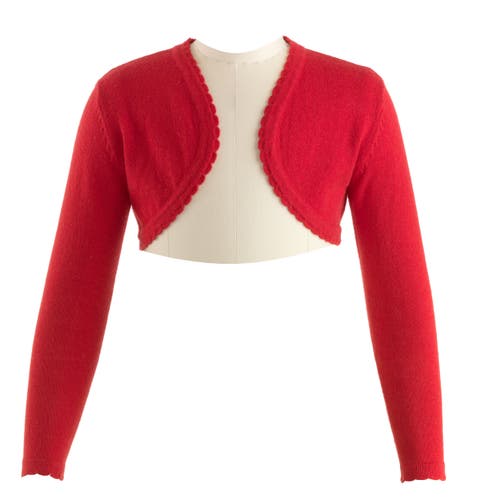 Rachel Riley Girl's Scalloped Trim Bolero In Red