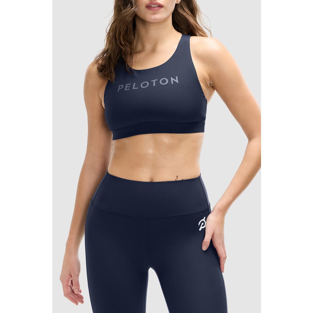 Peloton Cadent Mid Neck V Strap Bra In Navy Blazer