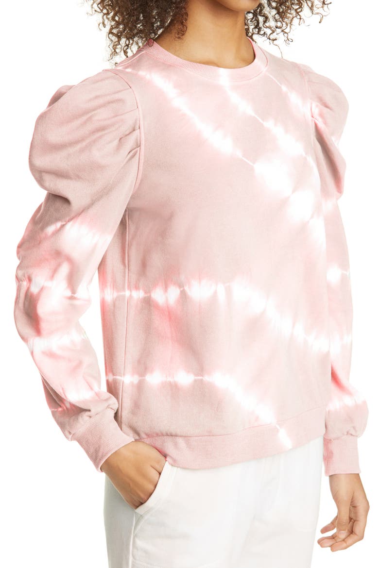 Tie Dye Puff Sleeve Sweatshirt, Alternate, color, BLUSH
