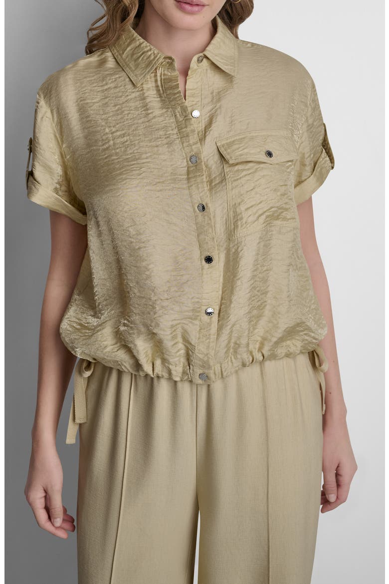 Twinkle Crinkle Roll Tab Cuff Button-Up Shirt, Main, color, MOJAVE DESERT