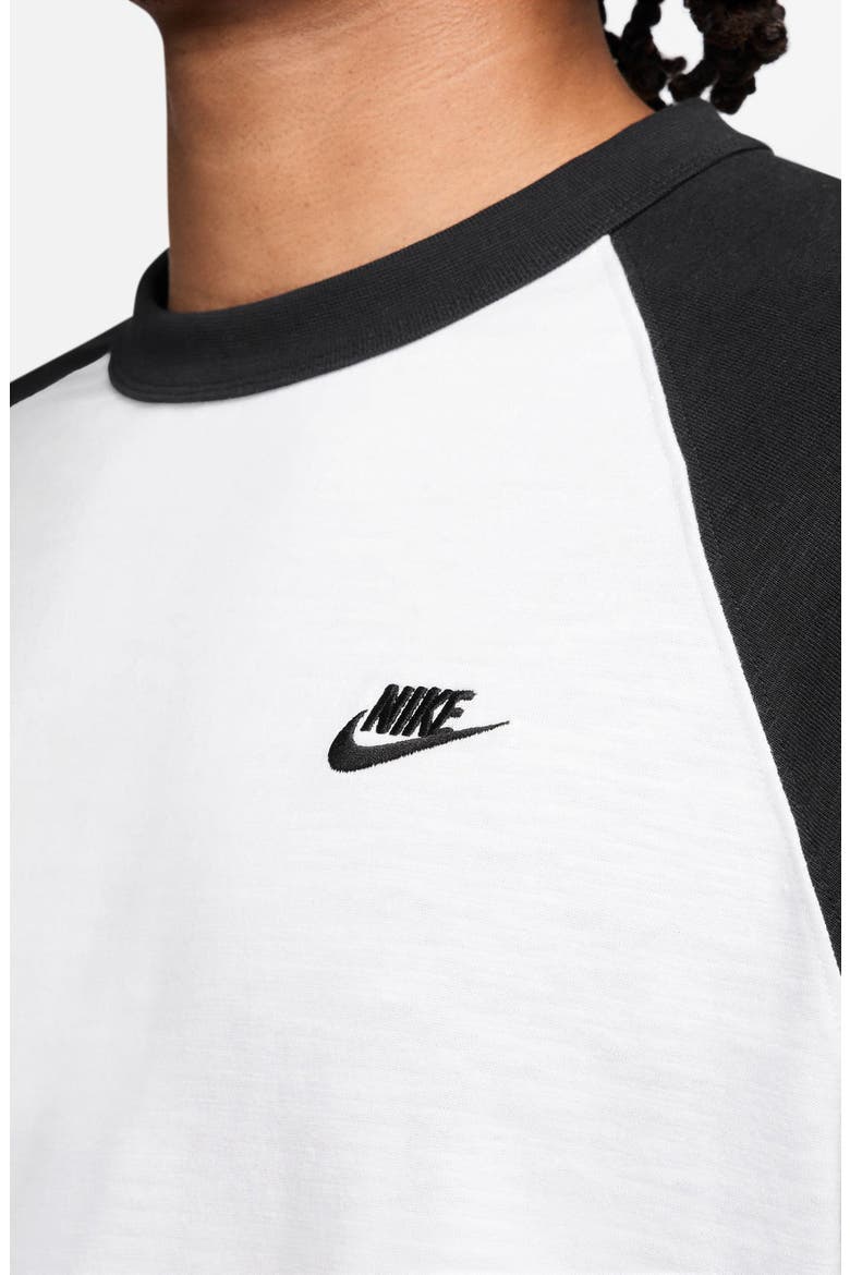 Colorblock Three Quarter Sleeve Cotton T-Shirt, Alternate, color, BLACK/ WHITE