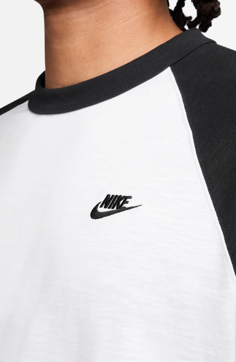 Nike Colorblock Three Quarter Sleeve Cotton T-Shirt, Alternate, color, Black/ White