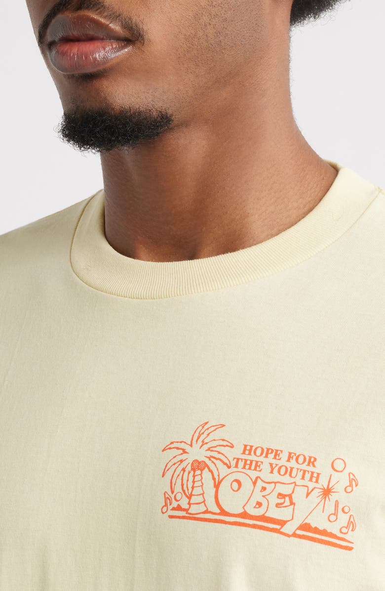 Obey Hope for The Youth Graphic T-Shirt, Alternate, color, Pale Yellow