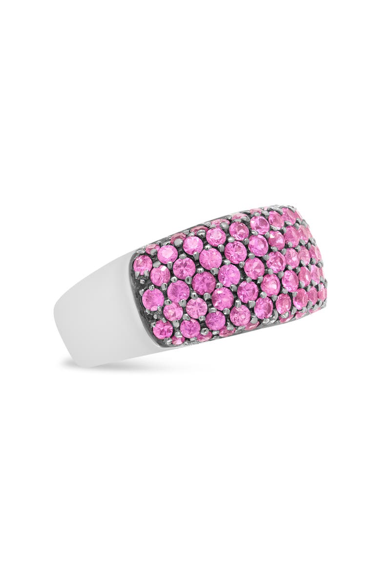 18K White Gold and Black Rhodium Multi Row Pink Sapphire Classic Band Ring, Alternate, color, White