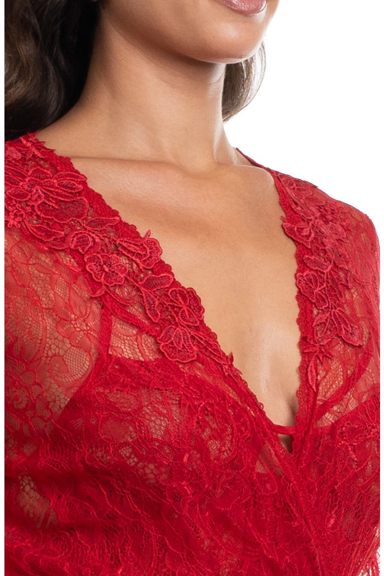Cassie Lace Wrap Robe, Alternate, color, BRIGHT RED