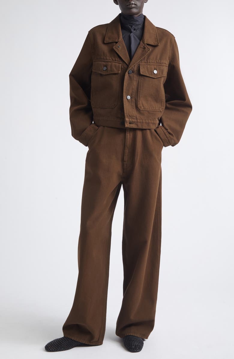 Lemaire High Waist Cotton Twill Wide Leg Pants, Alternate, color, Cacao