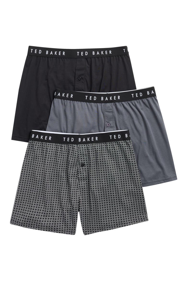 Assorted 3-Pack Knit Boxers, Main, color, BLACK GREY