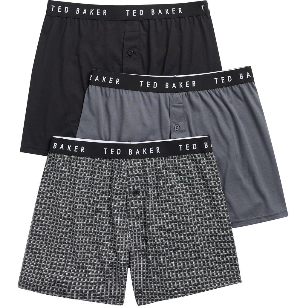 Ted Baker Assorted 3-pack Knit Boxers In Gray