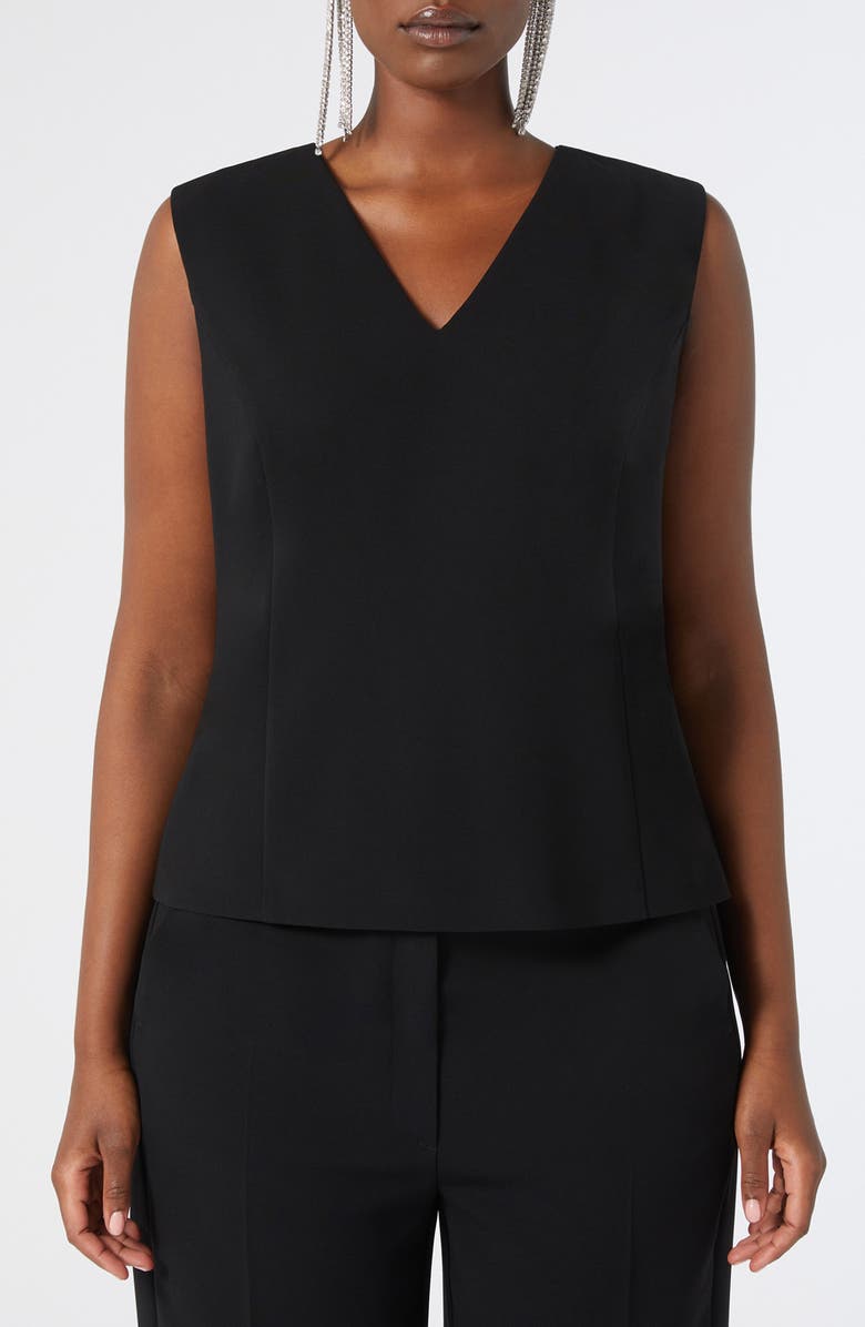 Marina Rinaldi Faenza V-Neck Sleeveless Top, Main, color, Black