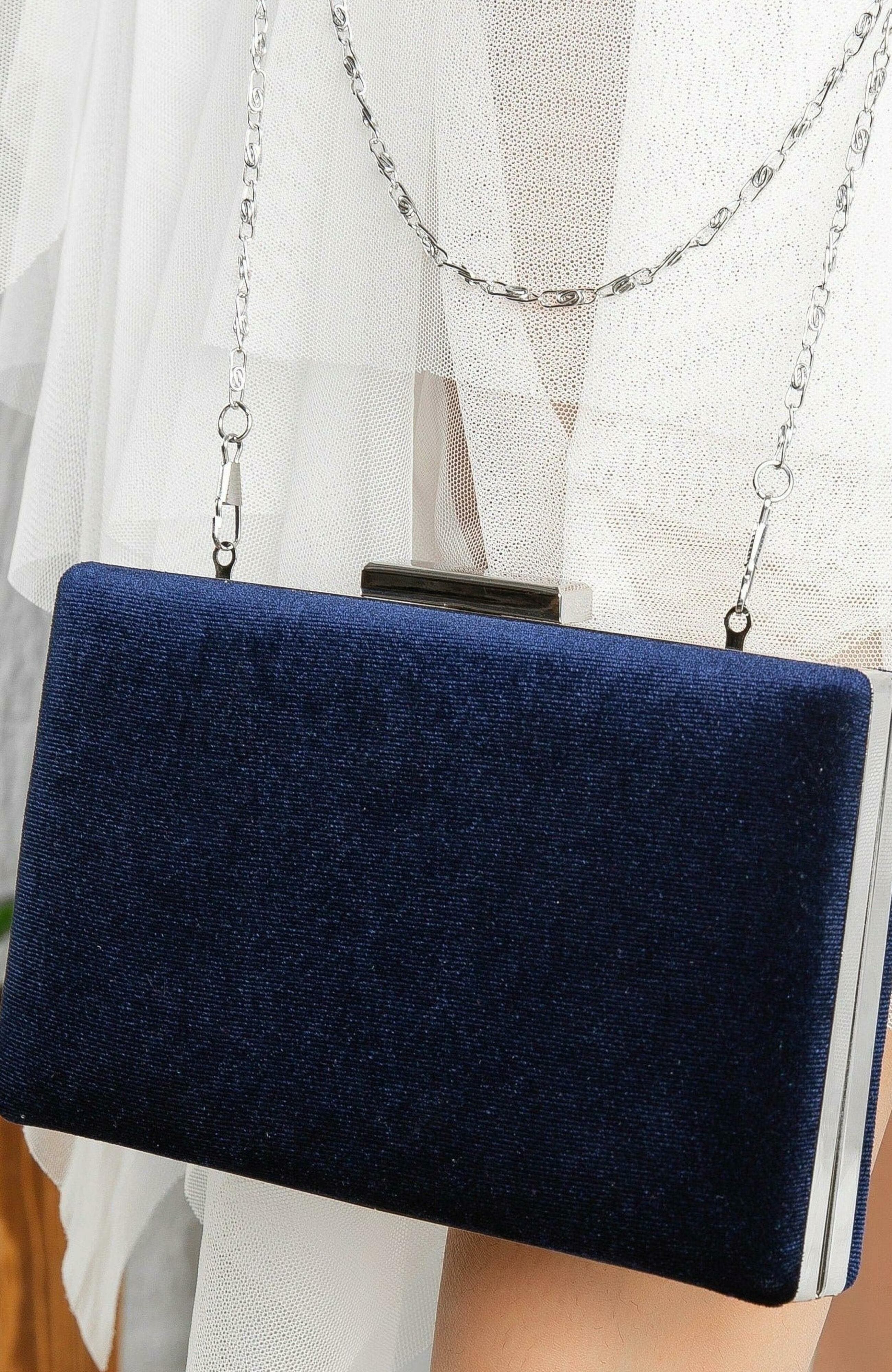 Forever & Always Shoes Clara Evening Clutch, Alternate, color, Dark Blue Suede