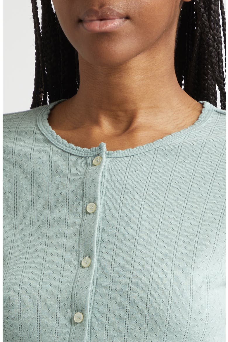Cotton Pointelle Crop Cardigan, Alternate, color, EUCALYPTUS