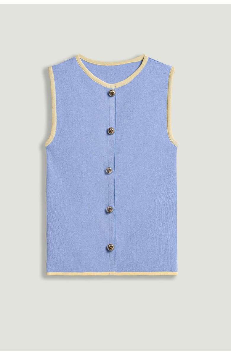 Nocturne Button-Embellished Knit Top, Alternate, color, Blue