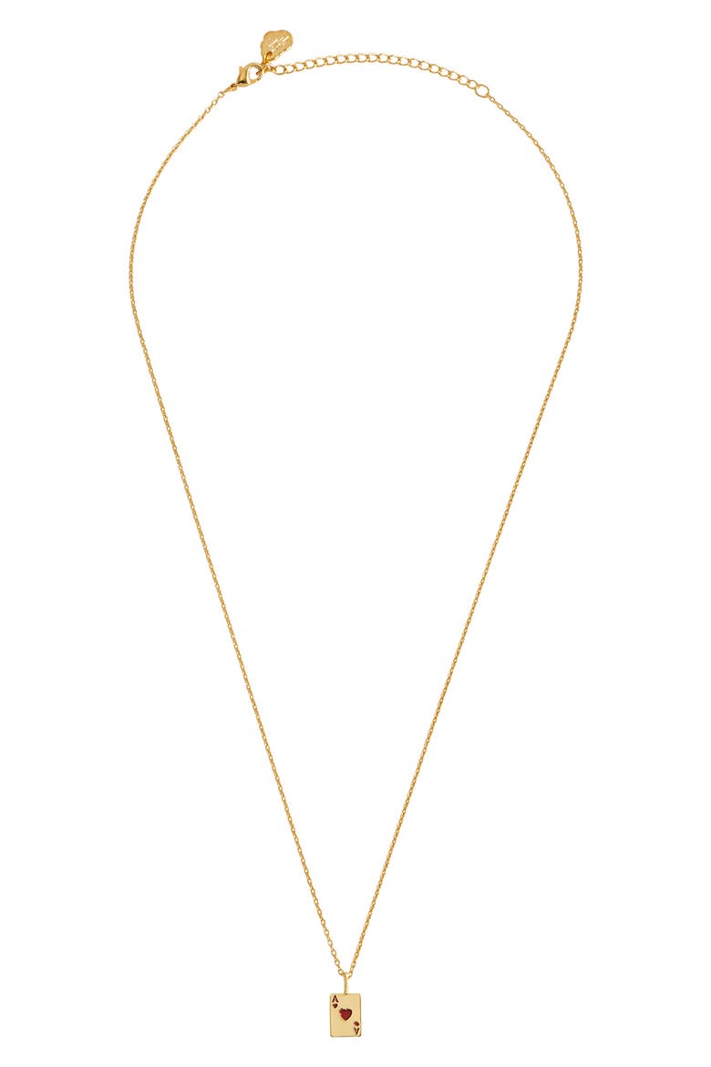 Ace of Hearts Pendant Necklace, Alternate, color, GOLD
