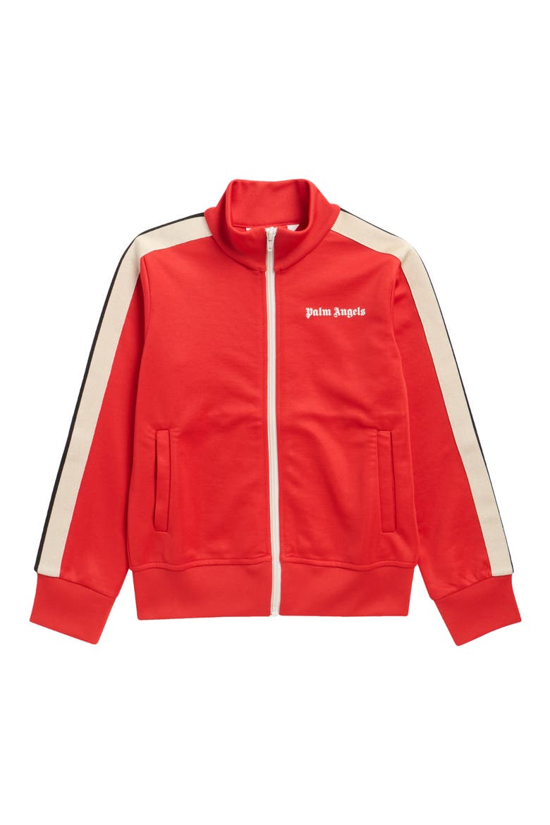 Kids' Logo Track Jacket, Main, color, RED/ OFF WHITE