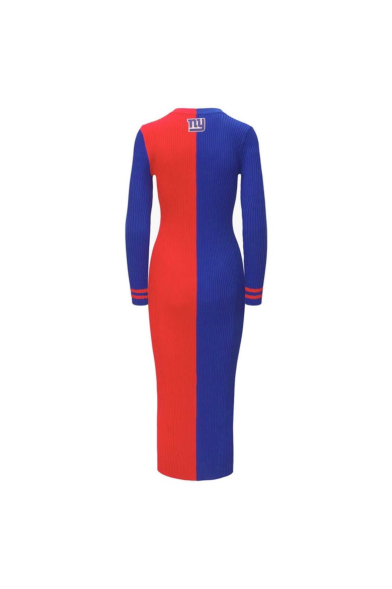 Women's STAUD Royal/Red New York Giants Shoko Knit Button-Up Sweater Dress, Alternate, color, Royal