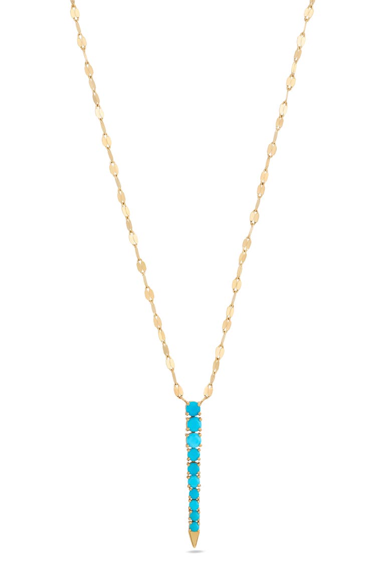 Turquoise Tennis Pendant Necklace, Main, color, YELLOW GOLD