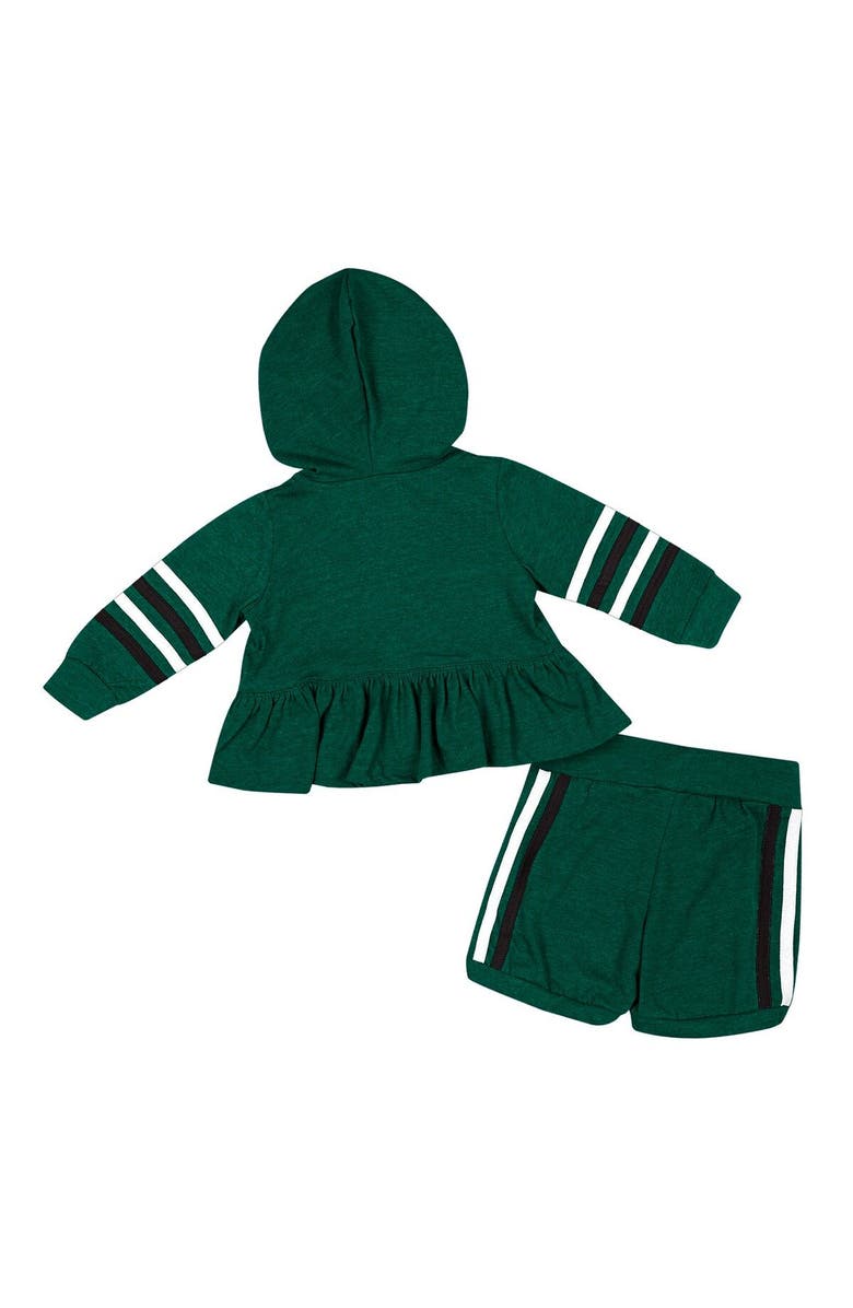 COLOSSEUM Girls Infant Colosseum Green Michigan State Spartans Spoonful Full-Zip Hoodie & Shorts Set, Alternate, color, Green