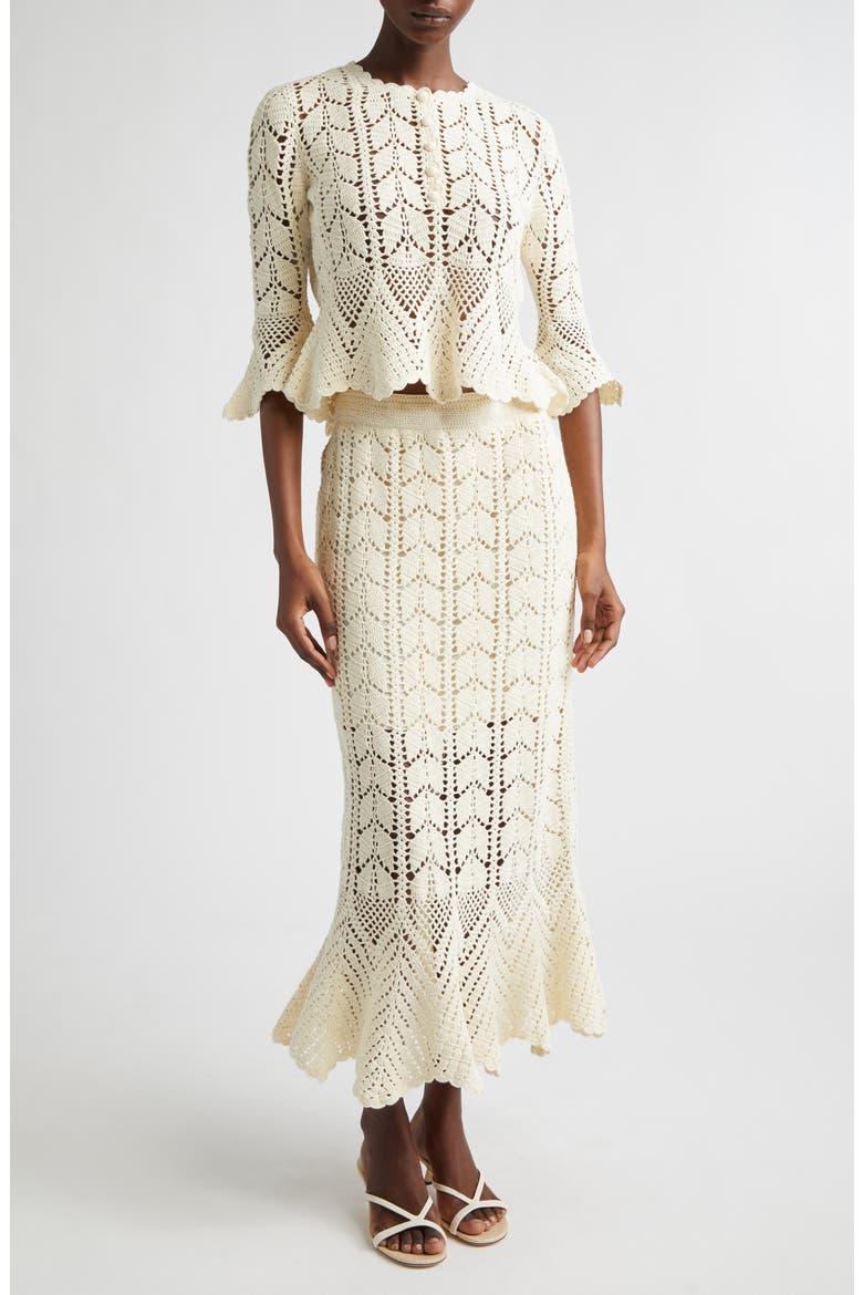 Awaken Button Front Crochet Top, Alternate, color, CREAM