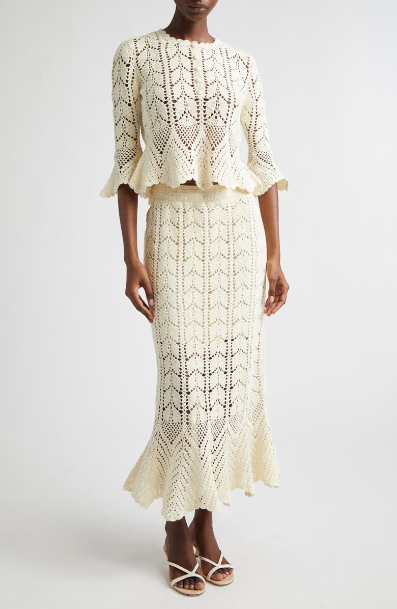 Zimmermann Awaken Button Front Crochet Top, Alternate, color, Cream