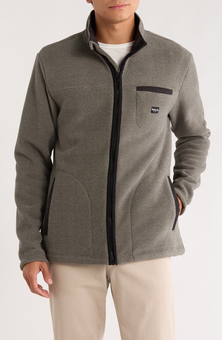 Hurley Mixed Media Full Zip Jacket, Main, color, Iguana