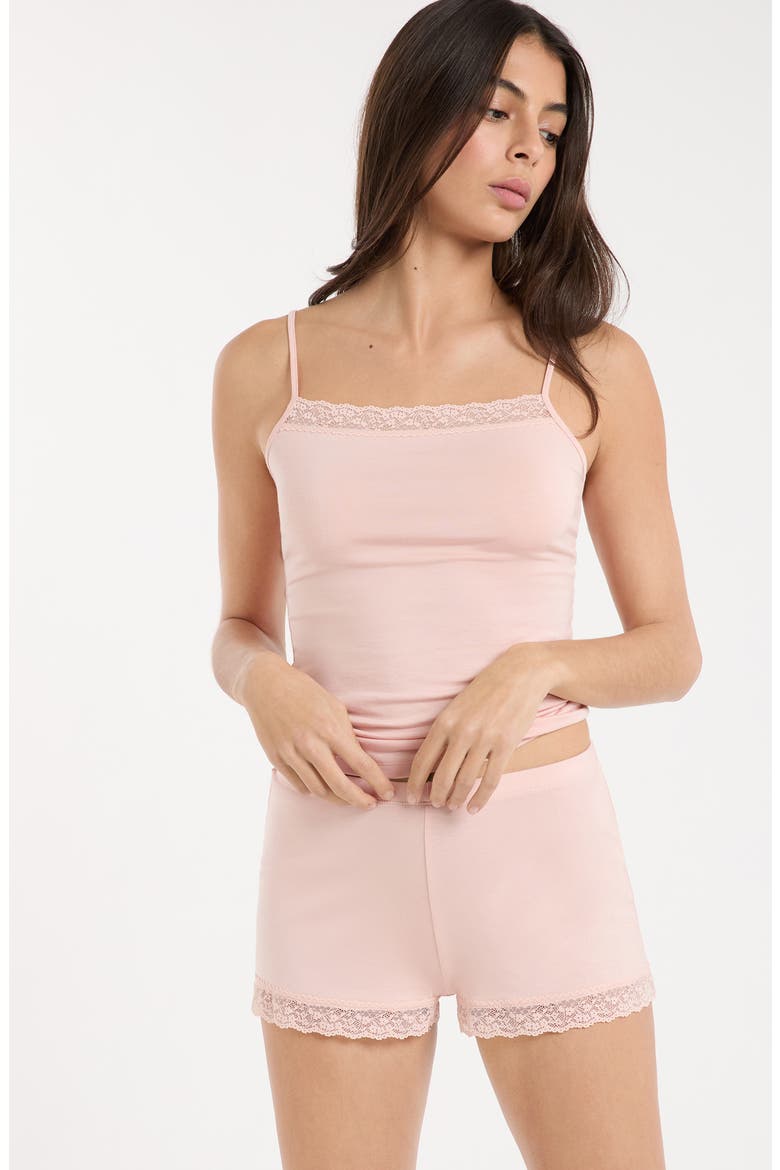 Kitty Lace Trim Shorts, Alternate, color, POWDER PINK