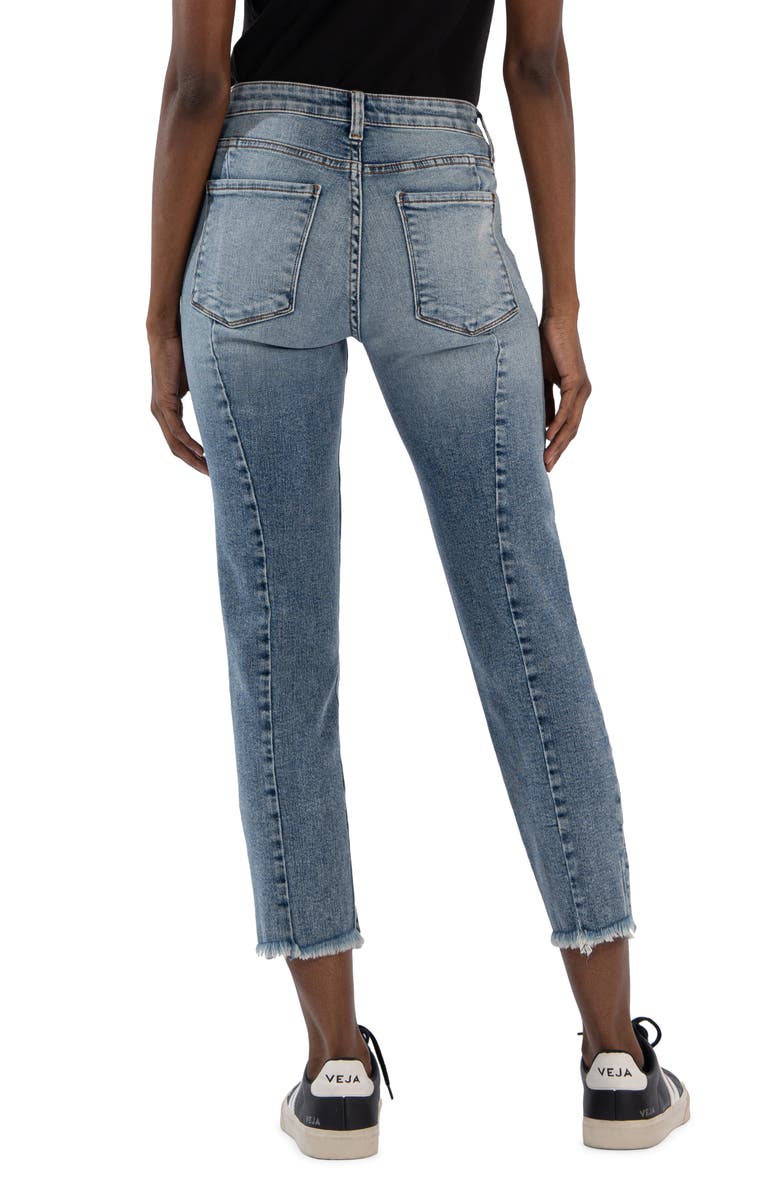 KUT from the Kloth Rachael Fab Ab Frayed High Waist Crop Jeans, Alternate, color, Heavenly