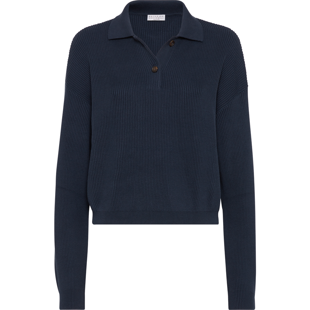 Shop Brunello Cucinelli Polo-style Sweater In Night